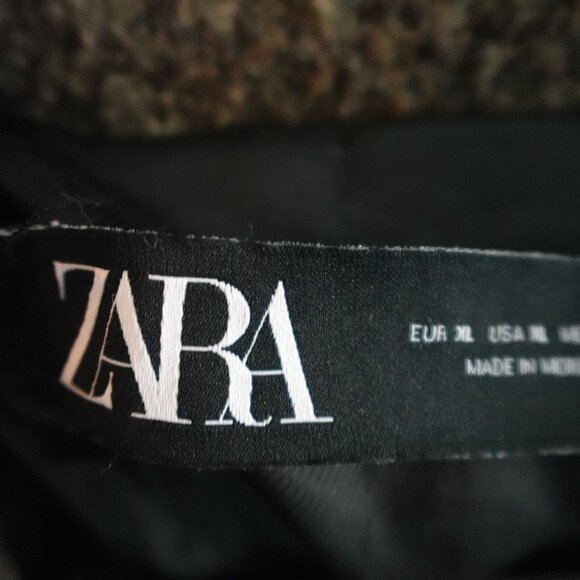 ZARA Long Double -Breasted Boucle Blazer Jacket Green Wool blend - Picture 3 of 10